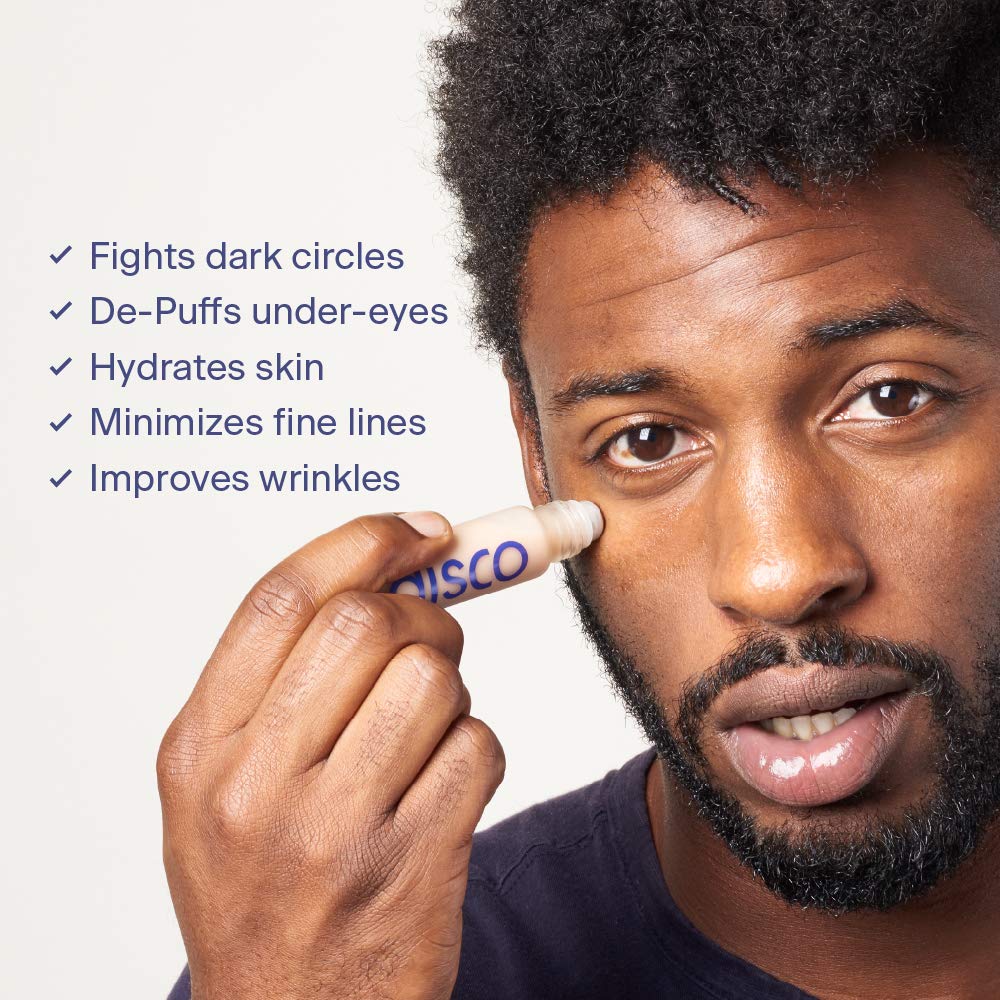 Disco Men's Eye Bag Treatment, Roller Serum for Men, Under Eye Cream Natural Caffeine Anti Aging Stick Balm, Reduce Puffiness, Wrinkles, Dark Circles