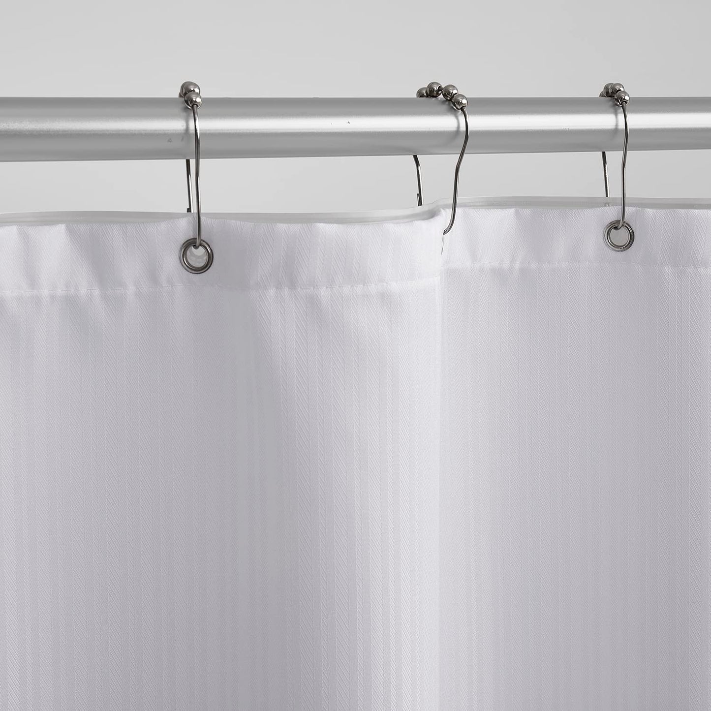 Clorox Treated Polyester Fabric Shower Curtain 70"x72" Bright White with Weighted Magnetic Hem, Machine Washable