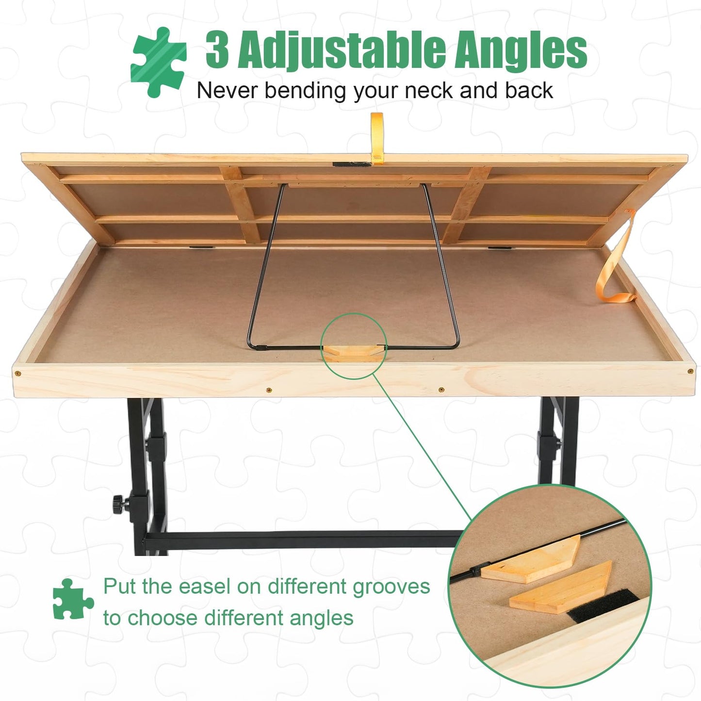 ALL4JIG 1500 Piece Puzzle Table with Legs – 25"x34" Adjustable Wooden Board with 3 Tilting Angles, 4 Drawers & Cover, Gift for Adults/Mom