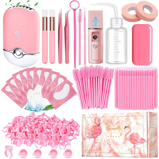 Eyelash Extension Supplies USB Air Conditioning Blower Facial Mister Lash Tweezers Mirror Mascara Brush Lash Shampoo Brush Bottle Silicone Pad Glue