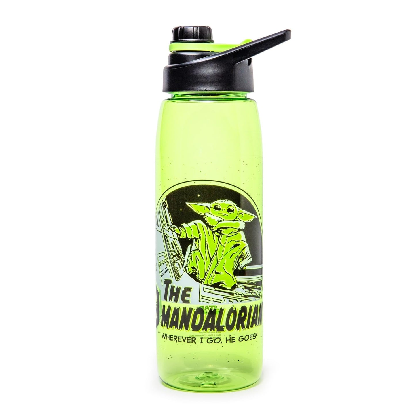 Silver Buffalo Star Wars The Mandalorian Tritan Water Bottle Screw Top Lid, 28 Ounces