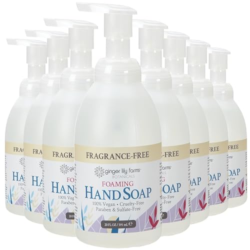 Ginger Lily Farms Botanicals All-Purpose Foaming Hand Soap Refill, Fragrance Free, 100% Vegan & Cruelty-Free, Unscented, 20 Fl Oz (Pack of 8)