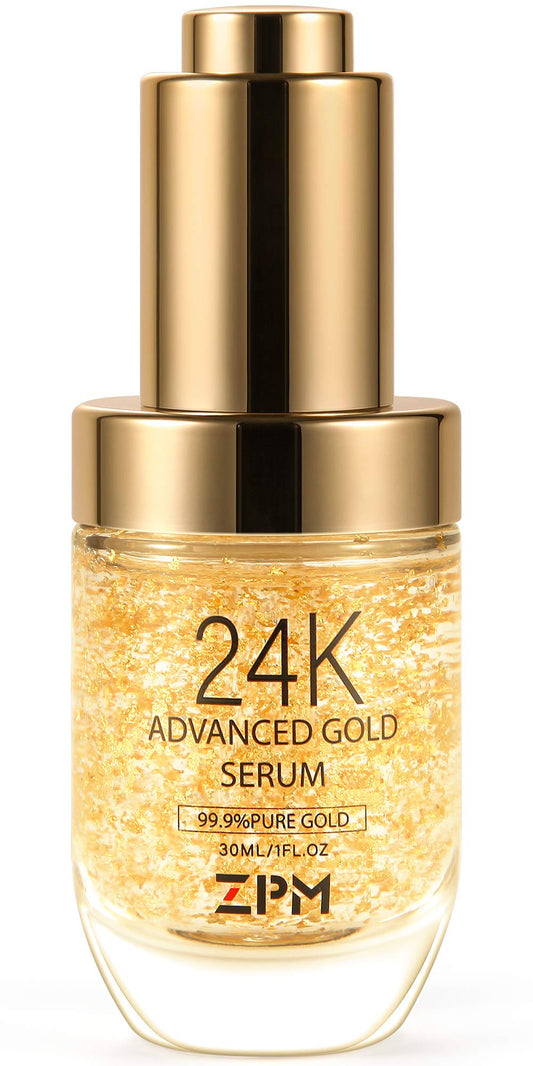 24K Gold Anti Aging Face Serum Moisturizer Enriched with Vitamin C Serum, Hyaluronic Acid, Vitamin E Cream for Day and Night Wrinkle Reduction