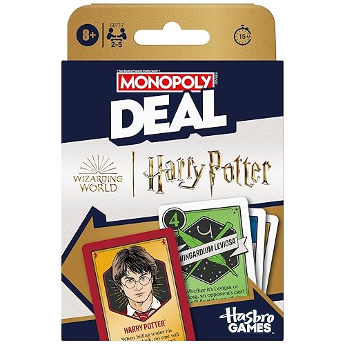 Monopoly Deal: Harry Potter Card Game | Family Games for Kids and Adults | Ages 8 and Up | 2 to 5 Players | 15 mins. | Travel Size
