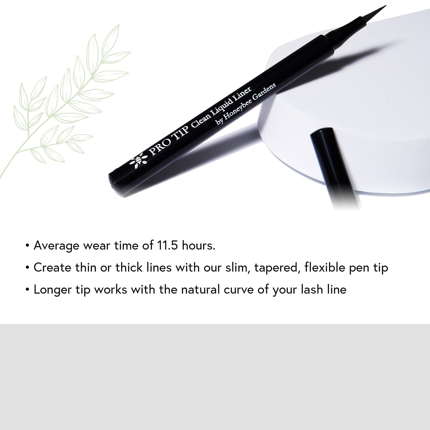 Honeybee Gardens ProTip Clean Liquid Liner, Black, Nano-Free Pigments, Long-Wearing, 0.034 fl oz
