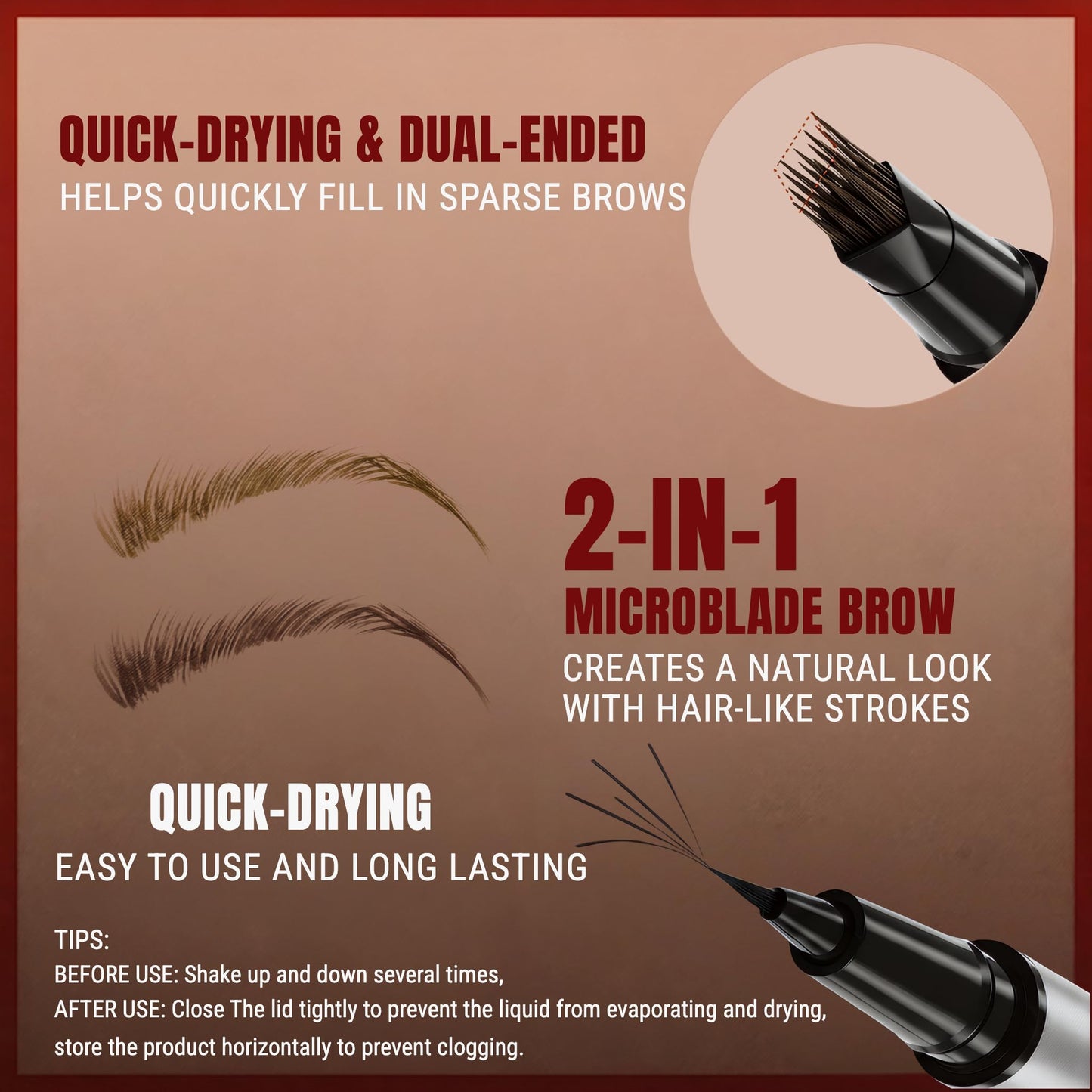 Eyebrow Pencil for Women, 2-in-1 Microblading Eyebrow Pen with 4D Square & Ultra-Fine Tips, Waterproof Long-Lasting Brow Pencil, Hair-Like Strokes Beauty and Personal Care Essorall