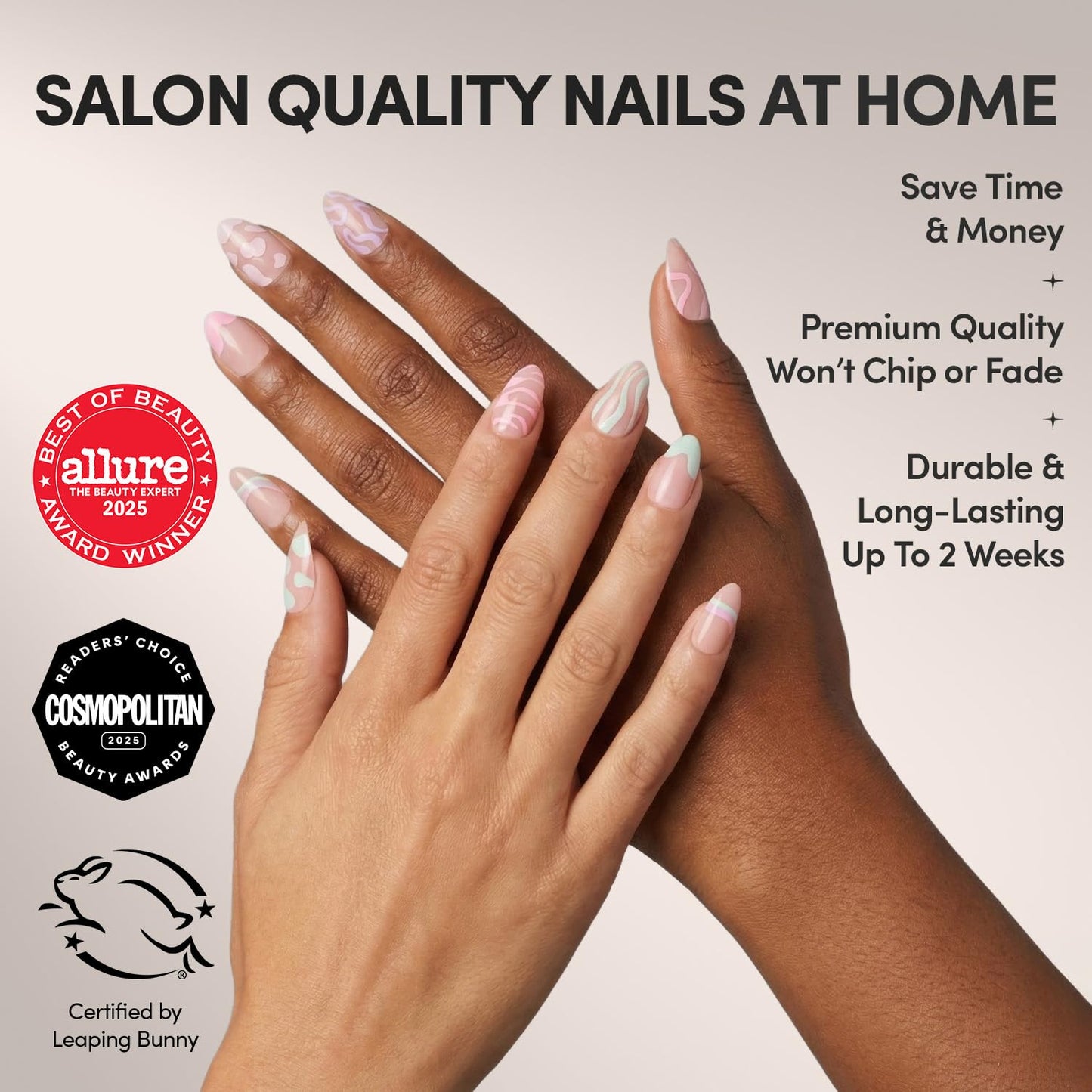 Glamnetic Press On Nails - Wild Card | Opaque UV Finish Short Pointed Almond Fake Nails, Salon Quality Pastel Nails in 12 Sizes - 24 Nail Kit Beauty & Personal Care Glamnetic