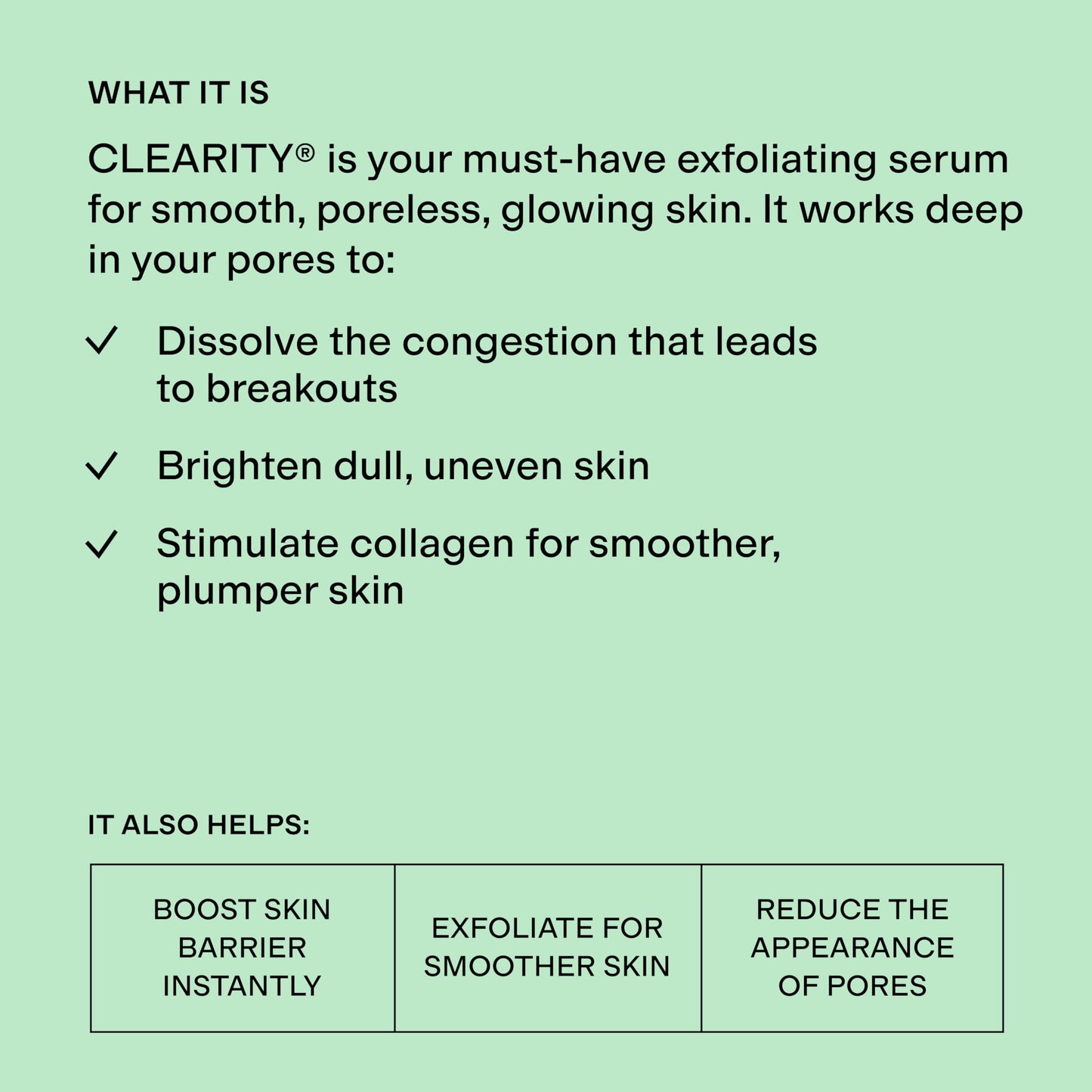 CLEARSTEM - CLEARITY The Blackhead Dissolver Mandelic Acid Serum - Vitamin C, Turmeric, Collagen Boost - All Skin Types - Facial Skin Care Products