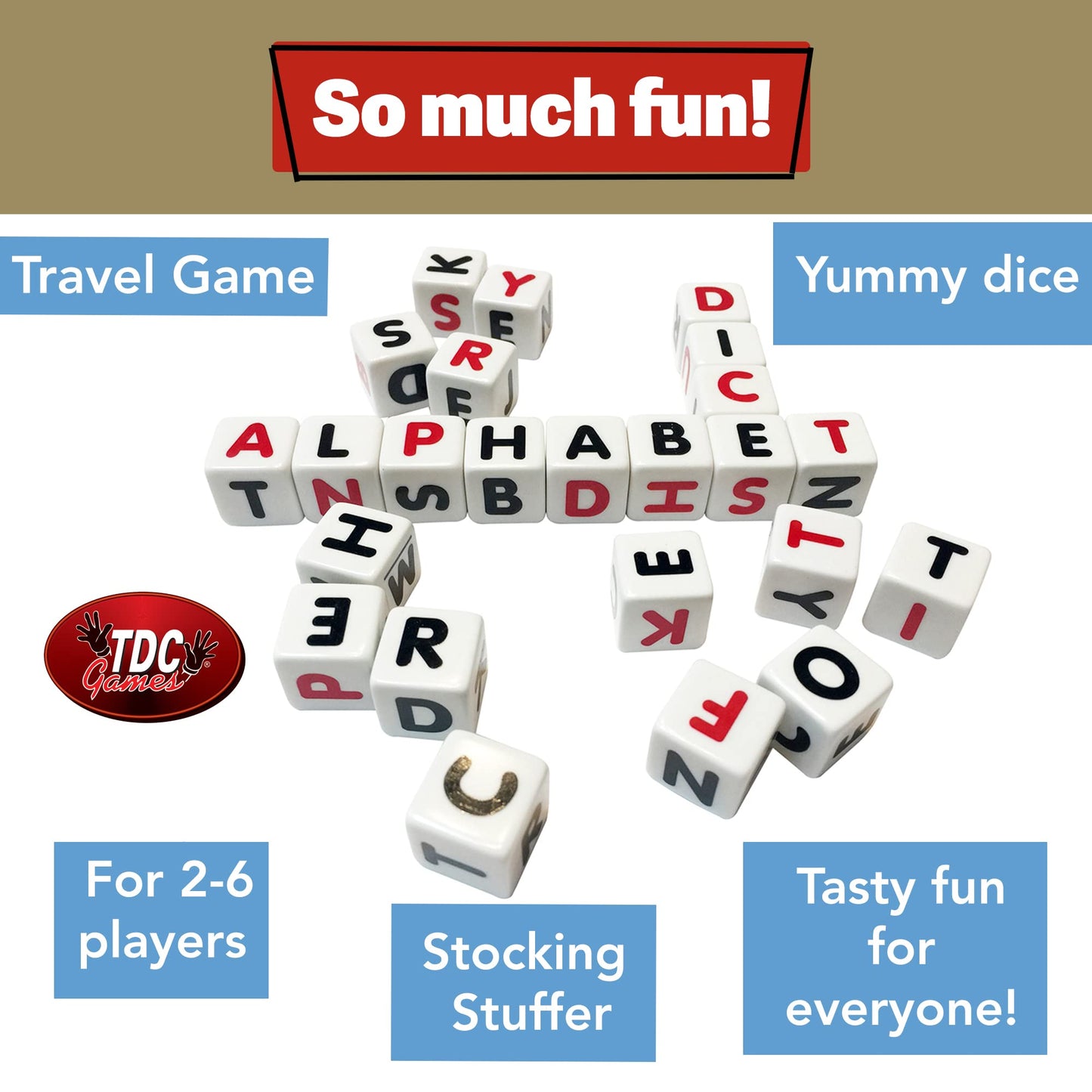 TDC Games Campbell's Alphabet Dice Game, Great for Party Favors, for Travel, Camping Family Game Night, Yard Games for Adults and Family