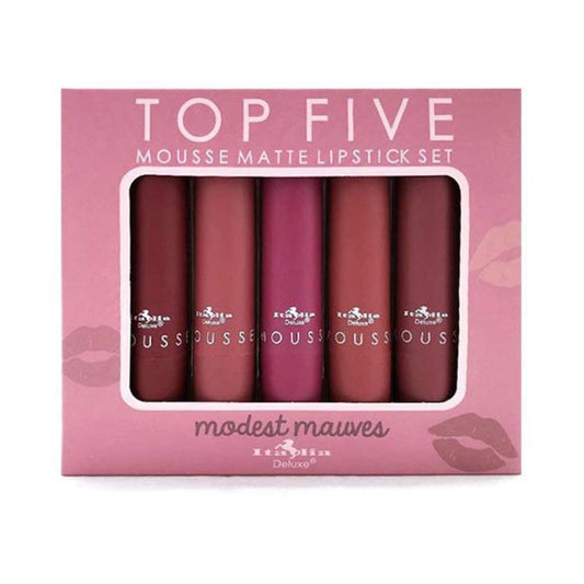 Italia Deluxe Top Five Mousse Matte Lipstick Set Modest Mauves Beauty & Personal Care Italia Deluxe