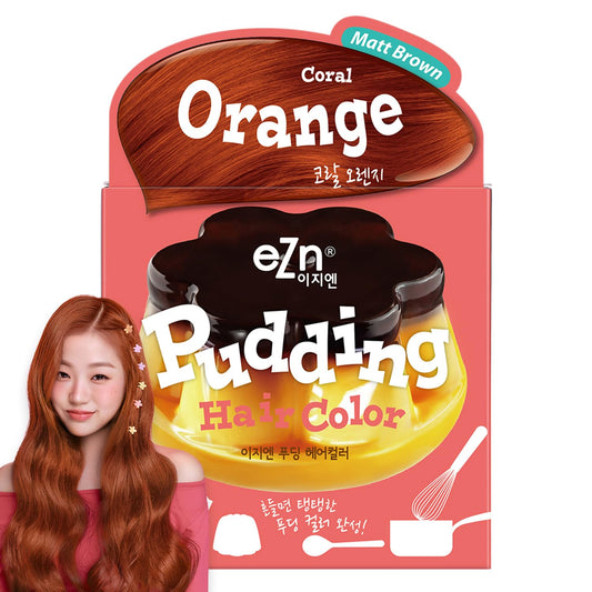 eZn Pudding Hair Dye for Sensitive Scalps - (Coral Orange) | No-Drip, Ammonia-Free, Long-Lasting Semi-Permanent Hair Color with Keratin for Gentle Beauty & Personal Care eZn