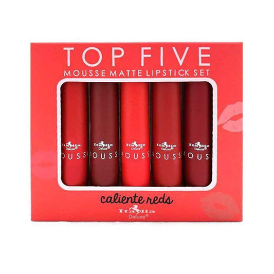 Italia Deluxe Top Five Mousse Matte Lipstick Set Caliente Reds Beauty & Personal Care Italia Deluxe