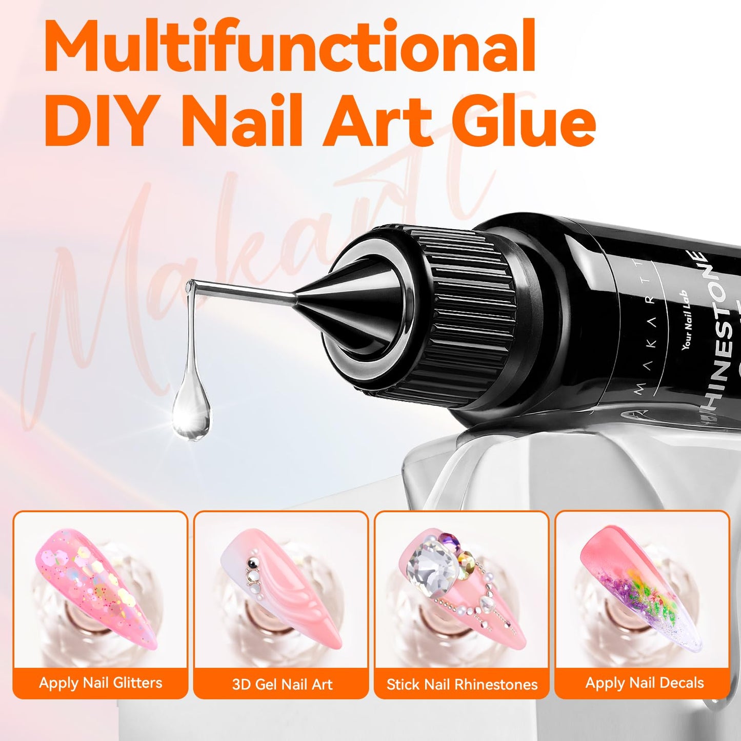 Makartt 2Pcs Rhinestone Glue, Strong Hold 3D Gel Nail Art Nail Gem Glue UV Cured Nail Glue for Nail Charms and Gems Jewelry Diamond for DIY Manicured Beauty and Personal Care Makartt