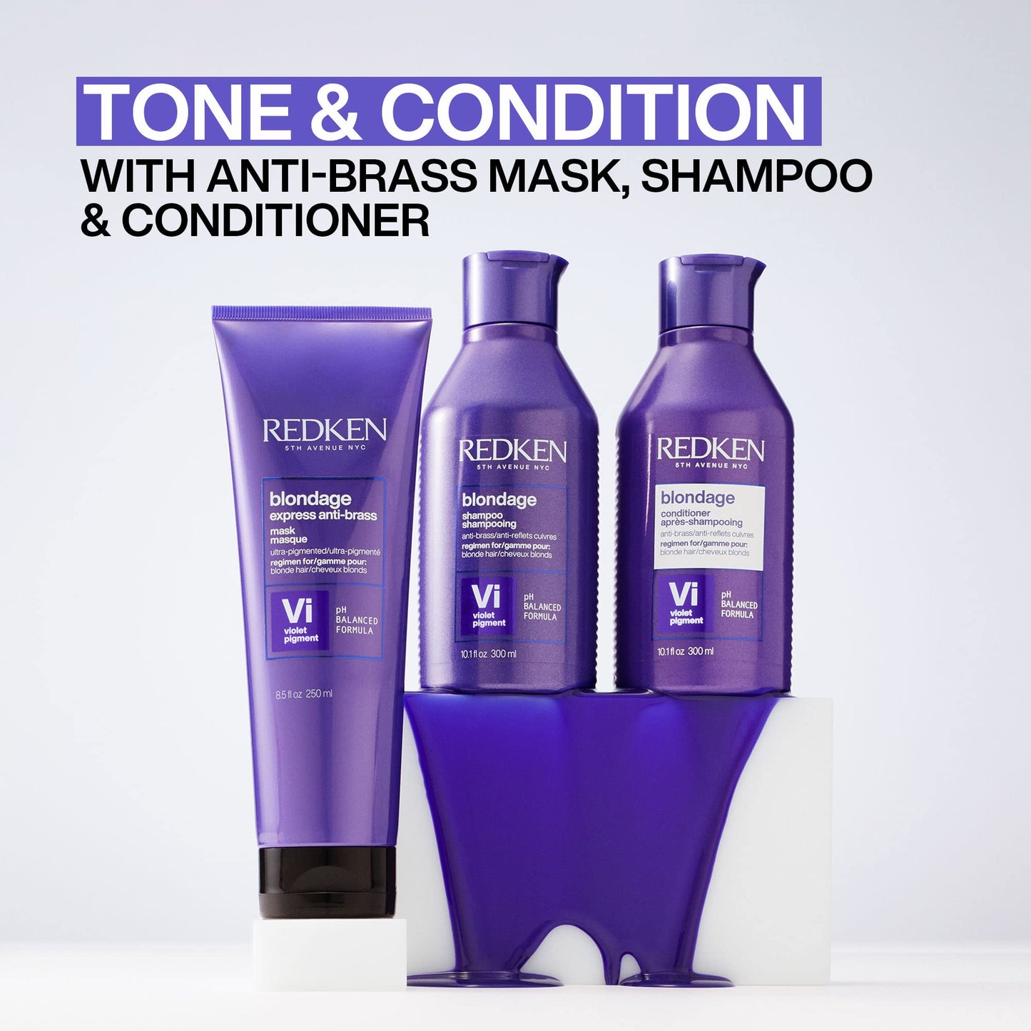Redken Blondage Color Depositing Purple Shampoo For Blonde, Bleached or Highlighted Hair - Neutralizes Brassy Tones With Salicylic Acid, 33.8 Fl Oz
