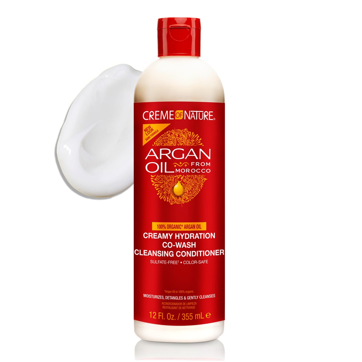 Creme of Nature Creamy Hydration Co-Wash Cleansing Conditioner, Gently Cleanses & Hydrates, Sulfate-Free, Color Safe, Infused with Argan Oil, 12 oz
