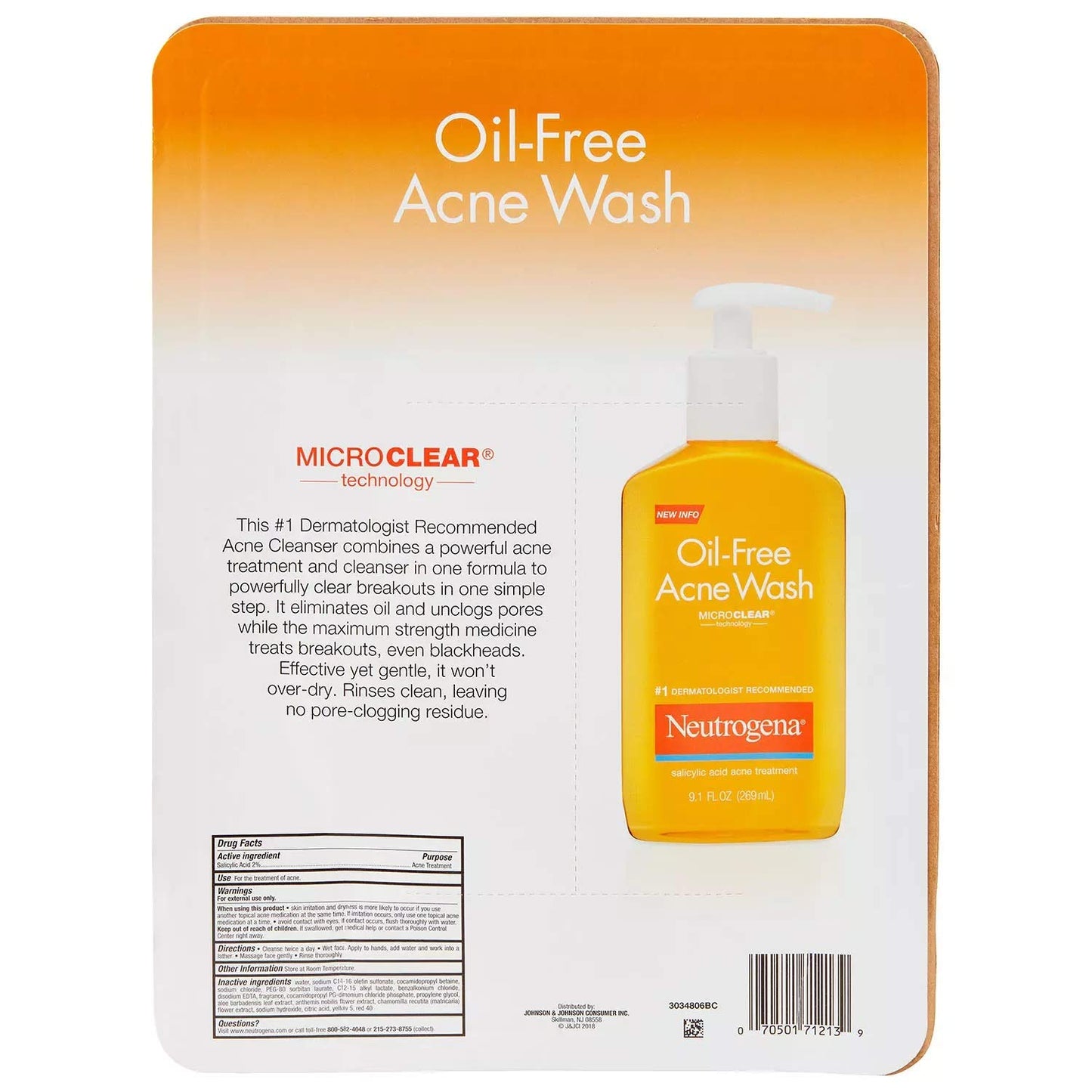 Neutrogena Oil-Free Acne Wash 9.10 oz (Pack of 4)