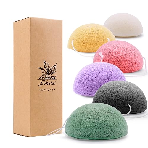 Konjac Facial Sponges for Cleansing Exfoliating - Konjac Face Sponge for Washing Face Body, Natural Cleaning Puff Buff Scrubber for Shower Bath SPA