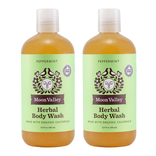 Herbal Body Wash, Peppermint by Moon Valley, All Natural Ingredients, No Parabens, Vegan, Moisturizing Essential Oils, Two Pack Beauty & Personal Care Moon Valley Organics