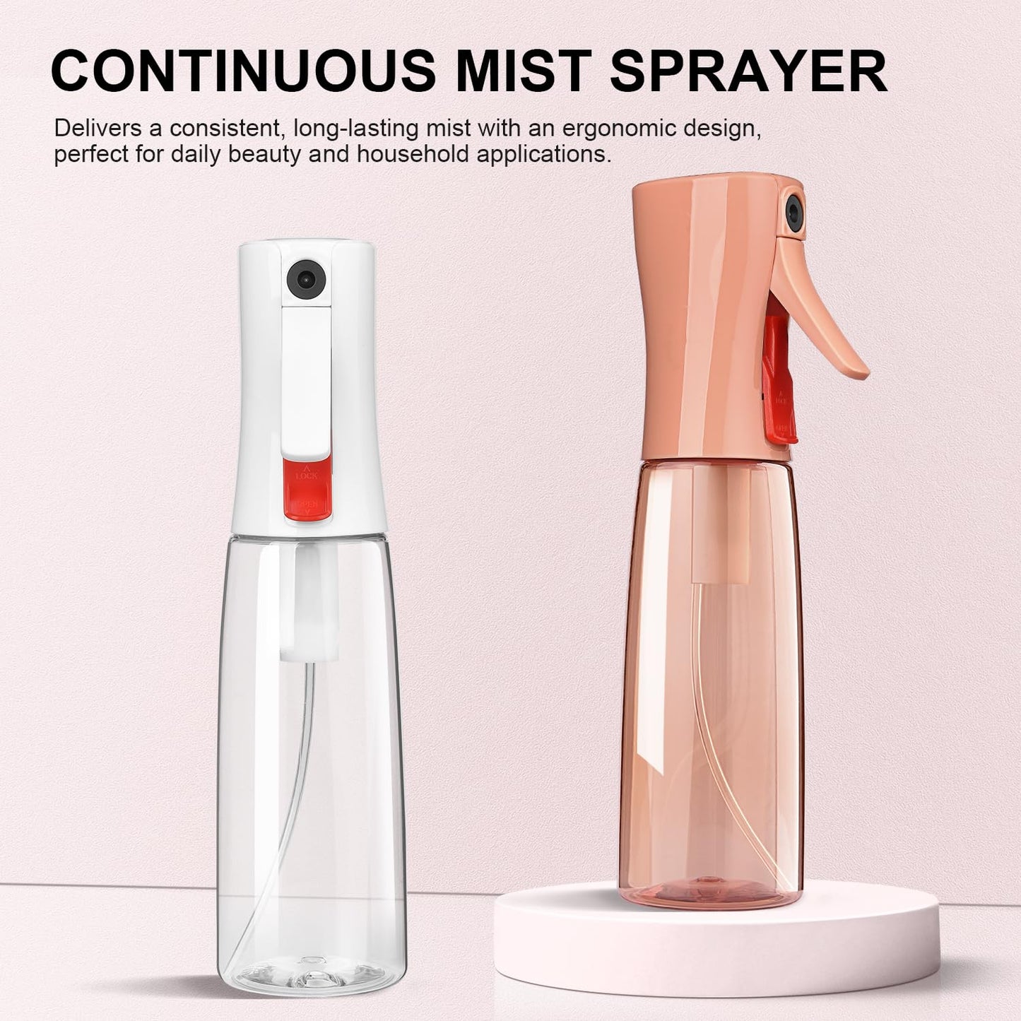 Bepkac Continuous Spray Bottle for Hair - Fine Mist Water Mister, Empty Spray Bottles - Recycled Hair Misting Sprayer for Styling, Cleaning, Plants Beauty and Personal Care Bepkac