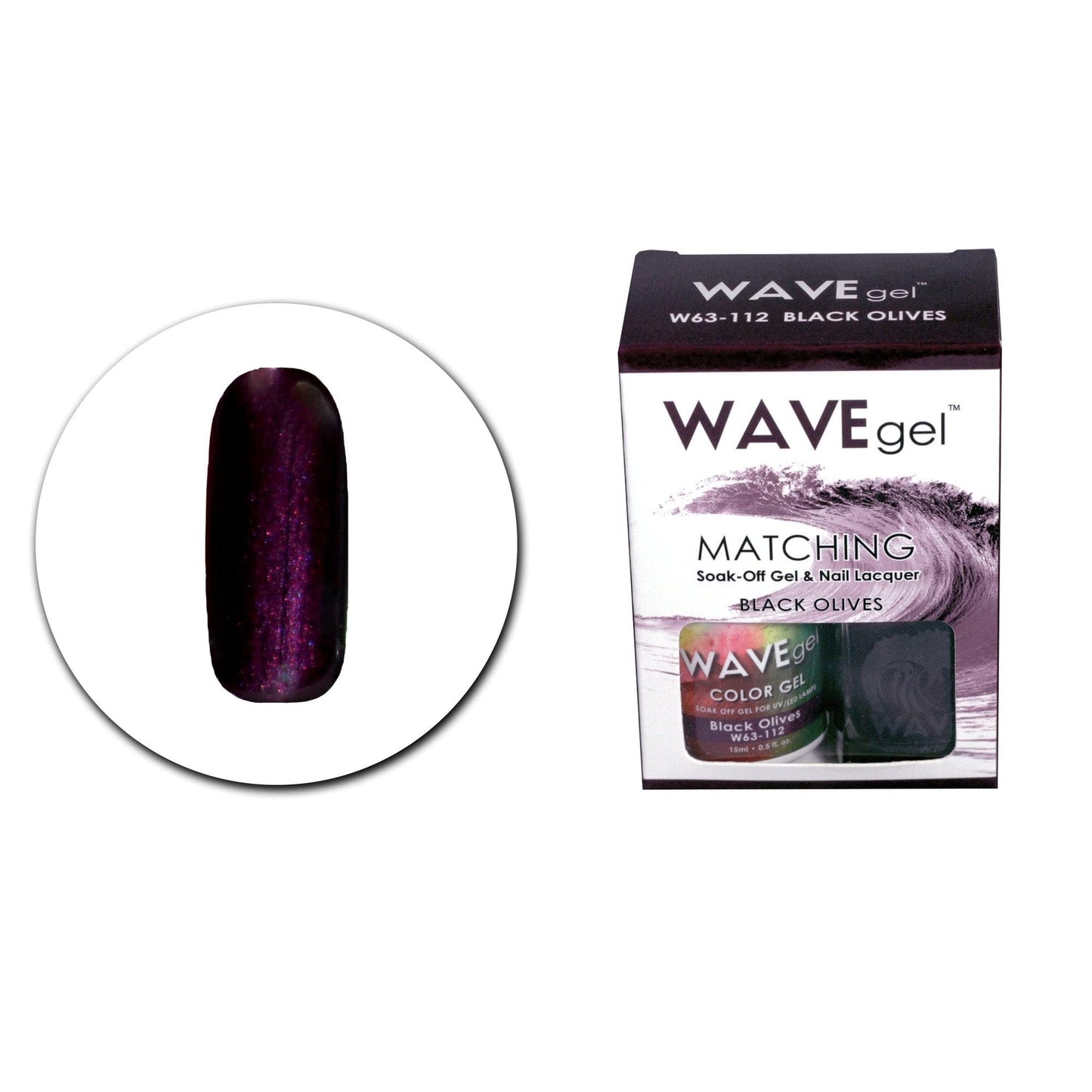 WAVEGEL Soak-0ff Gel & Nail Lacquer Matching Duo Set - Black Olives - W63112-63112 I 0.5 Oz Beauty & Personal Care WAVE gel