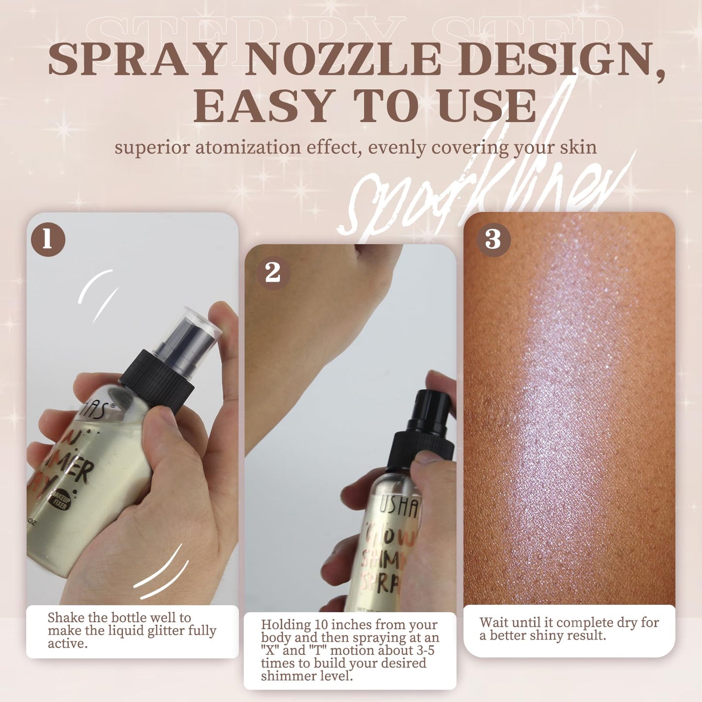 Body Glitter Spray, Body Shimmer Spray Quick Drying Body Glow Shimmer Long-Lasting Shiny Glitter Spray for Women Men for St. Patrick's Day, Party