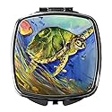 Caroline's Treasures JMK1262SCM Loggerhead Sea Turtle Compact Mirror Decorative Travel Makeup Mirror for Women Girls Gifts Pocket Makeup Mirror