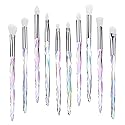 Kingtree Eyeshadow Makeup Brushes, 10PCS Crystal Brushes for Eye Makeup Premium Synthetic Bristles Eyeshadow Blending Crease Makeup Eye Brush Set