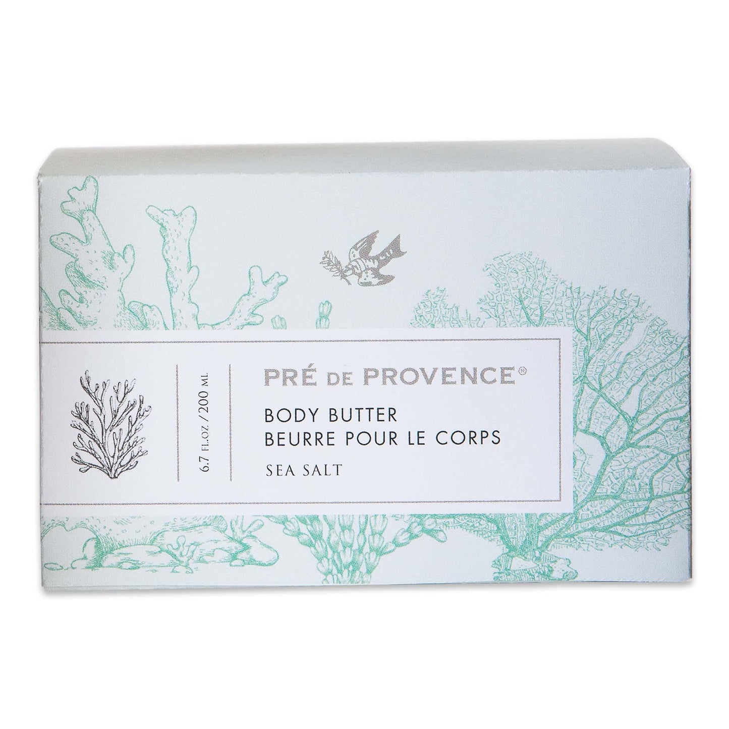 Pre de Provence Collection Shea Butter Enriched Body Butter Soothing & Hydrating Emollient Cream Body Moisturizer for Women, 6.7 Fl Oz, Sea Salt