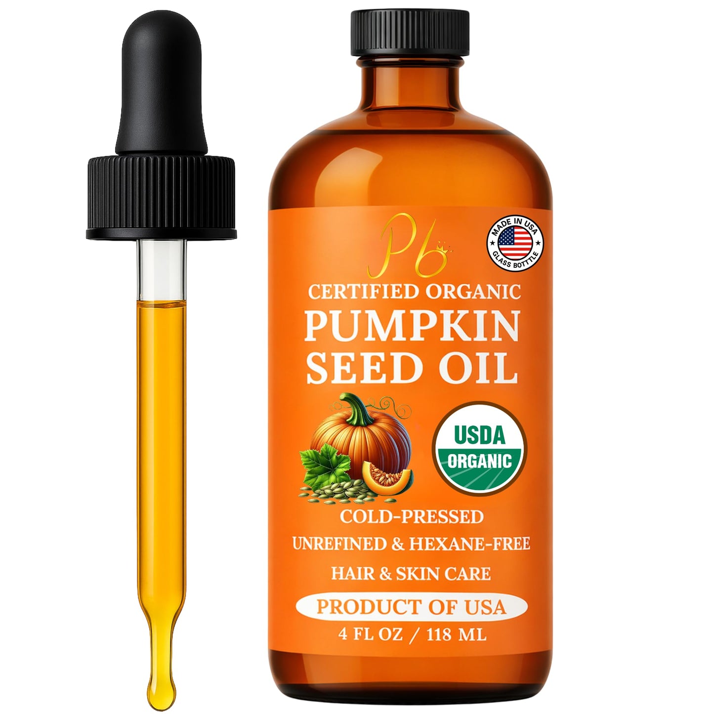 Pumpkin Seed Oil - USDA Organic, Cold-Pressed & 100% Pure, Unrefined, Pumpkin Oil for Hair Growth, Dry Skin & Face - Natural Anti-Aging Moisturizer Beauty and Personal Care Pomberries Default Title