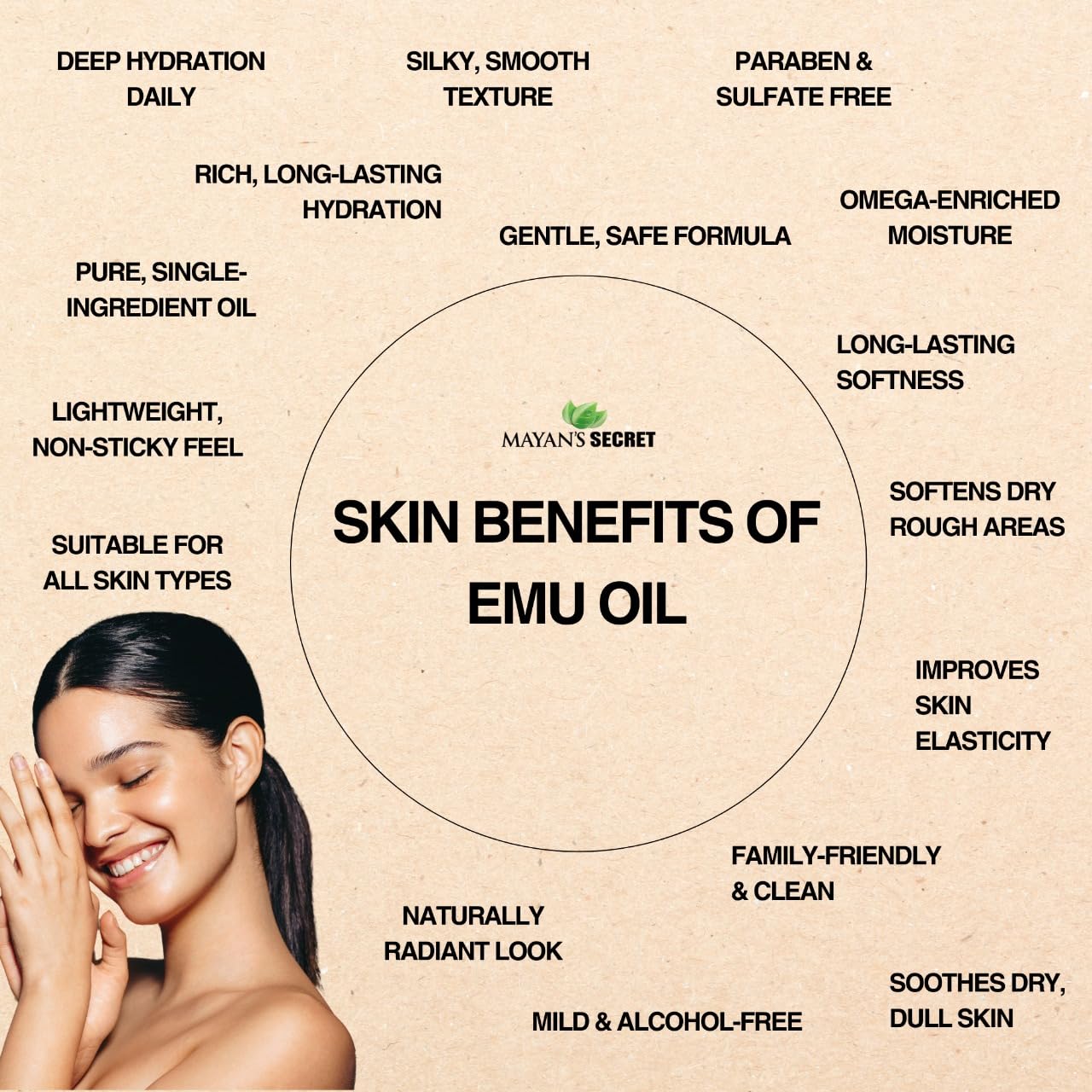 Mayan's Secret Emu Oil: A 100% pure and natural 4-ounce solution, perfect as a hair strengthener and skin moisturizer.