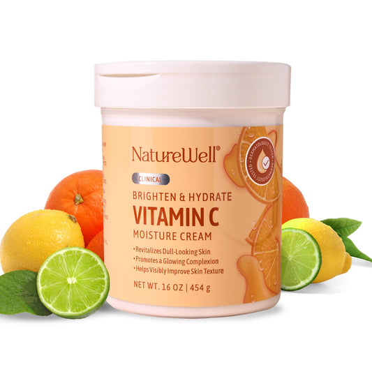 NATURE WELL Clinical Brighten & Hydrate Vitamin C Moisture Cream Skincare 2.0 for Face & Body Revitalizes Dull-Looking Skin, Promotes A Glowing