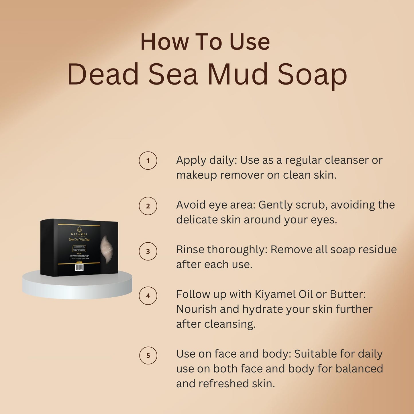 KIYAMEL Dead Sea Salt Body Scrub Soap Bar Mineral Mud Soap Deep Exfoliating for Dry Skin Eczema & Psoriasis with Natural Essential Oils Moisturizing