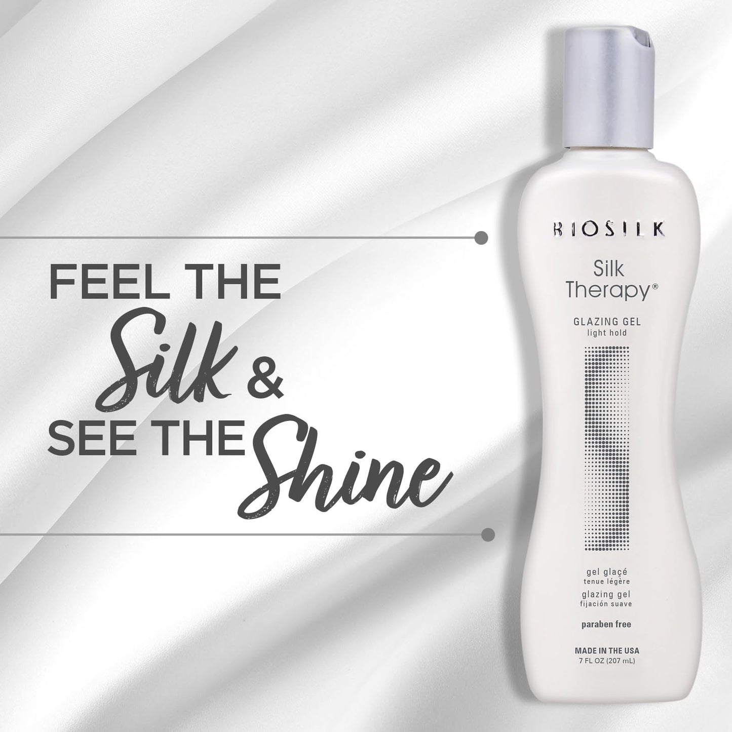 BioSilk Silk Therapy Glazing Gel, Light-Hold Styling Gel For Shine Without Stickiness, Sulfate, Paraben, & Cruelty-Free, 7 Oz