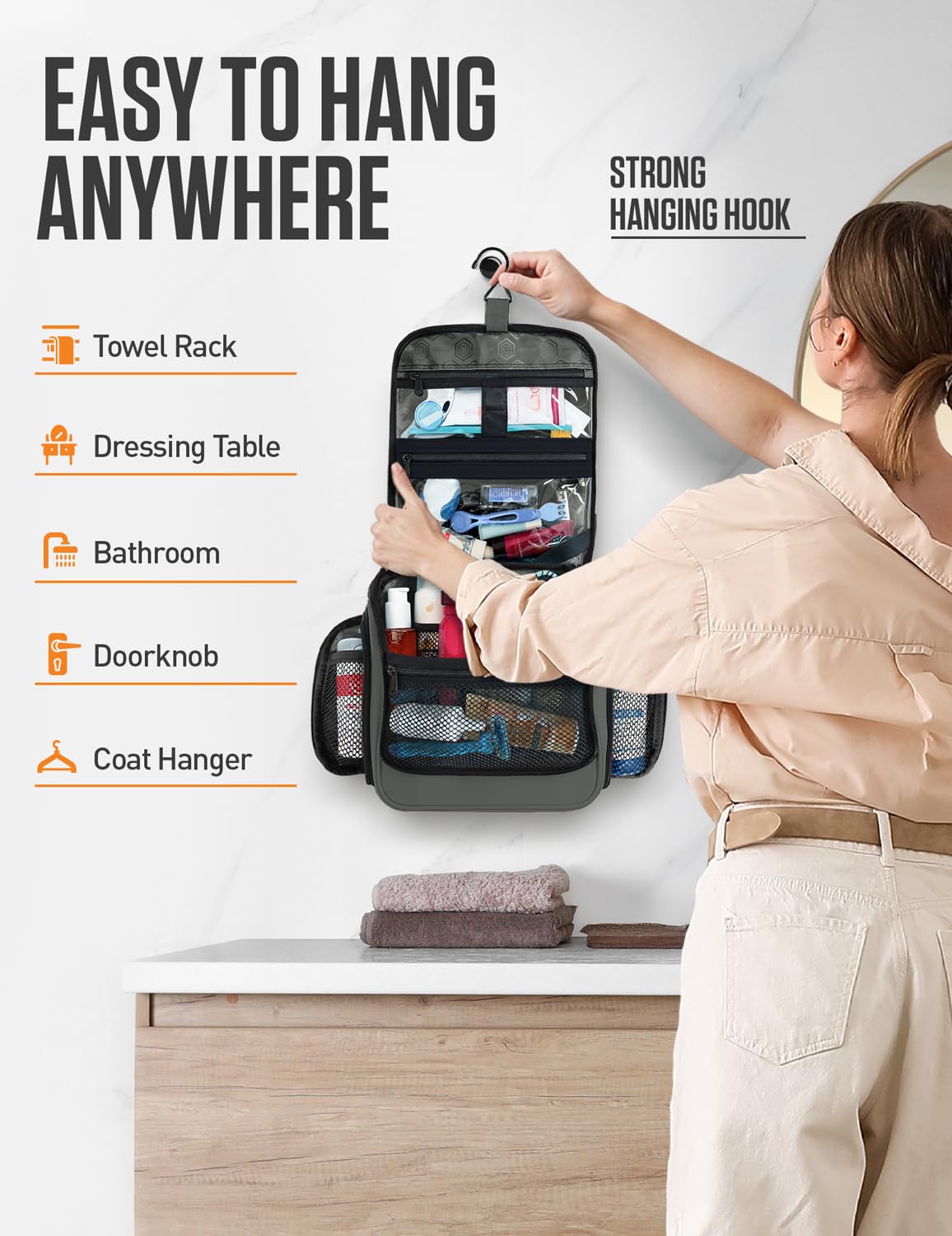 VENTURE 4TH Hanging Travel Toiletry Bag for Women & Men - Large Toiletry Organizer with 18 Compartments, Removable TSA Pouch, Travel Wash Bag Beauty and Personal Care VENTURE 4TH