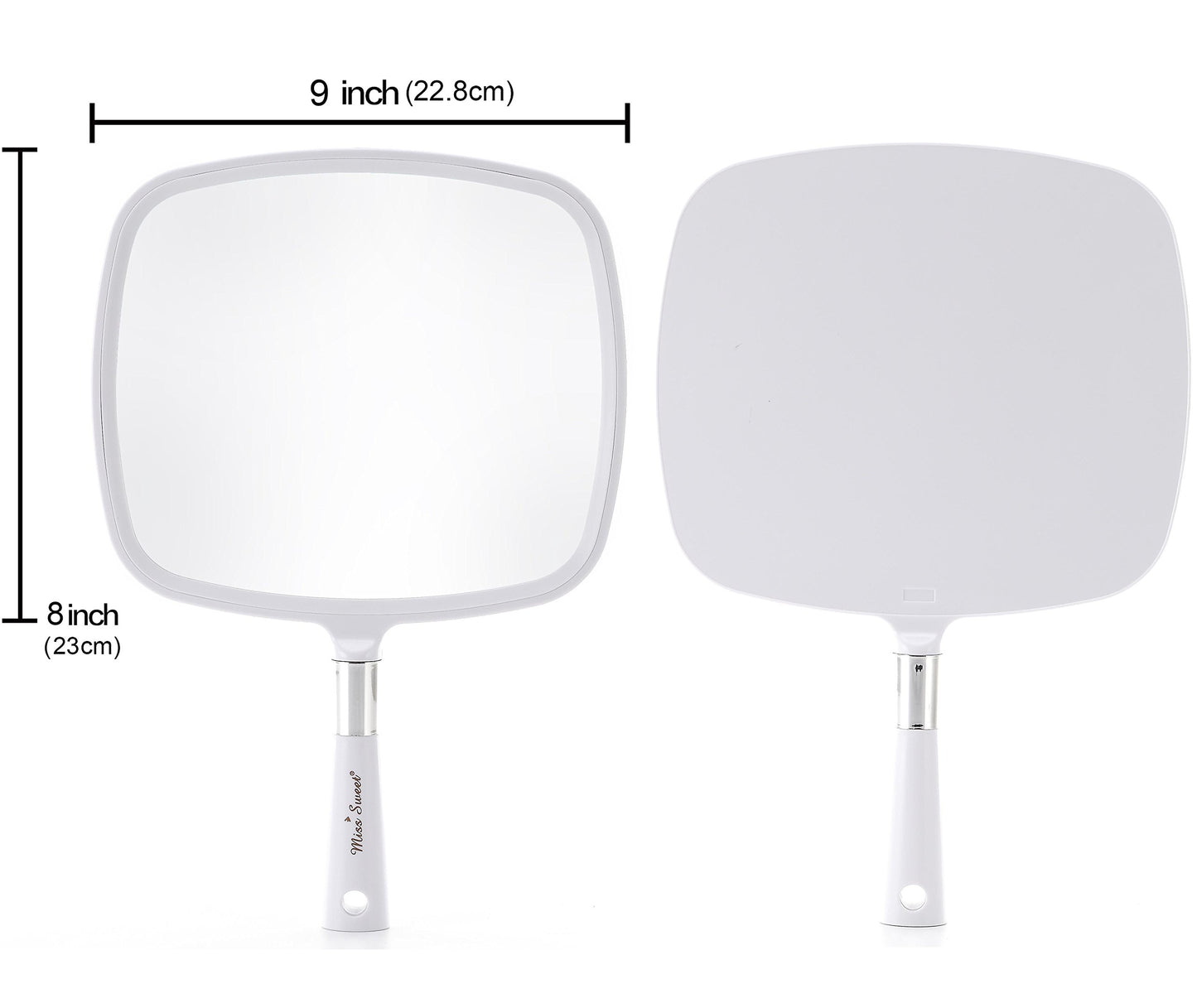 Miss Sweet Handheld Mirror Makeup Mirror 9inch*8inch (White)