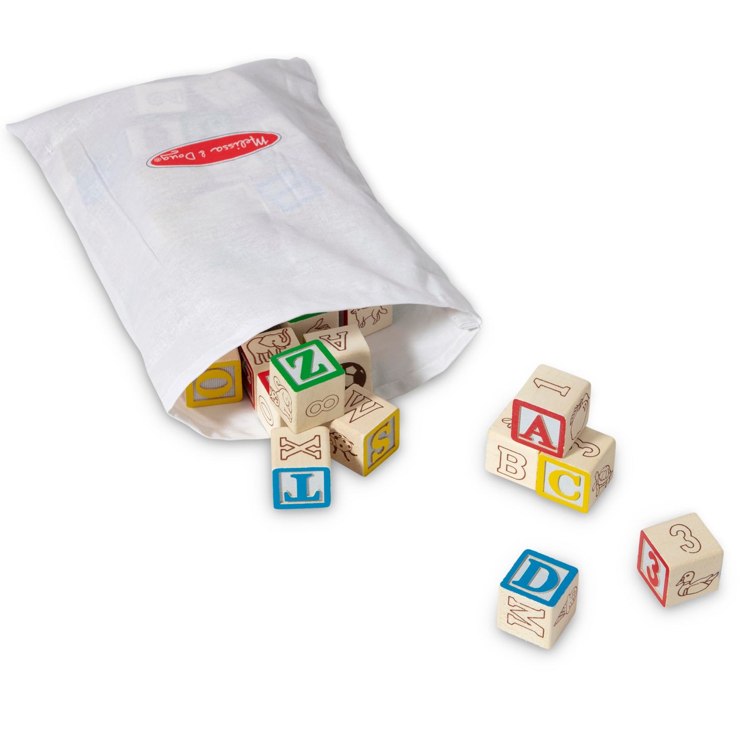 Melissa & Doug Deluxe Wooden ABC/123 1-Inch Blocks Set with Storage Pouch (50 pcs)