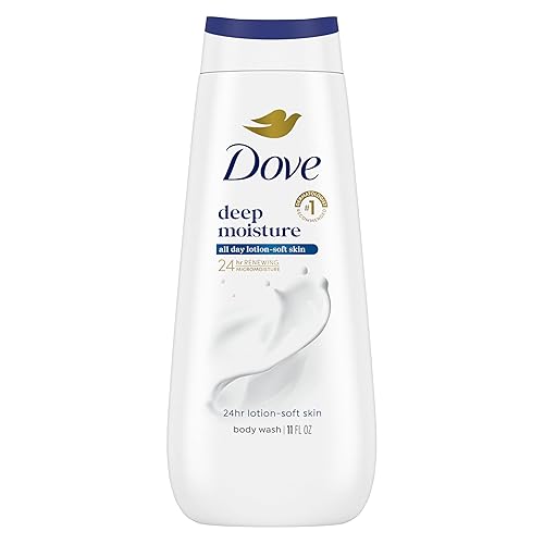 Dove Body Wash Deep Moisture for 24hr Lotion-Soft Skin Moisturizing Skin Cleanser with No Sulfates No Parabens 11 oz