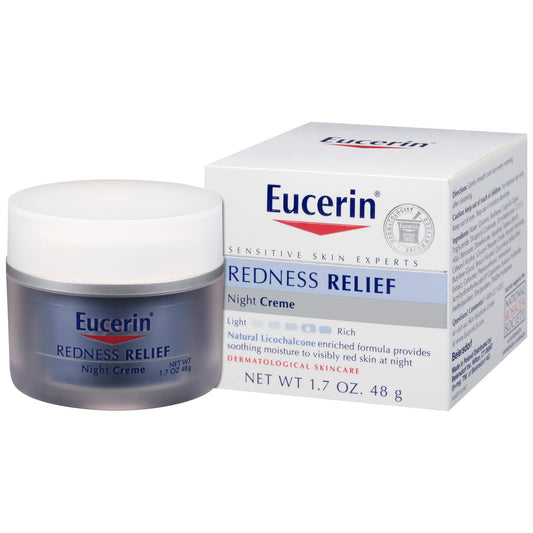 Eucerin Redness Relief Night Creme - Hydrating Cream Safe for Sensitive, Redness-Prone Skin & Rosacea - 1.7 oz Jar Beauty & Personal Care Eucerin