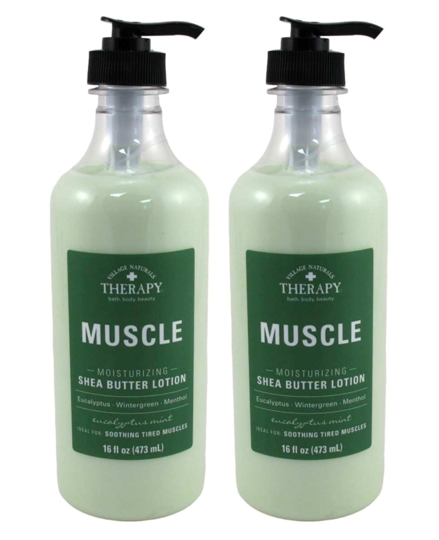 Village Nat. Lotion Muscle Shea Butter Moisturizing 16 Ounce (Pack of 2)