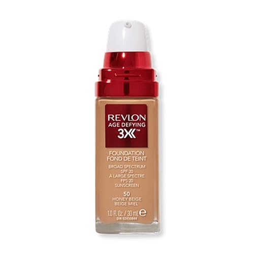 Revlon Liquid Foundation, Age Defying 3XFace Makeup, Anti-Aging and Firming Formula, SPF 30, Longwear Medium Buildable Coverage with Natural Finish