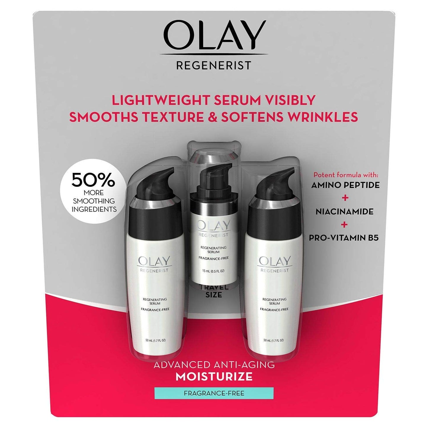 Olay Regenerist Regenerating Serum, Fragrance-Free - 3 Piece set(Total 3.9 Oz)