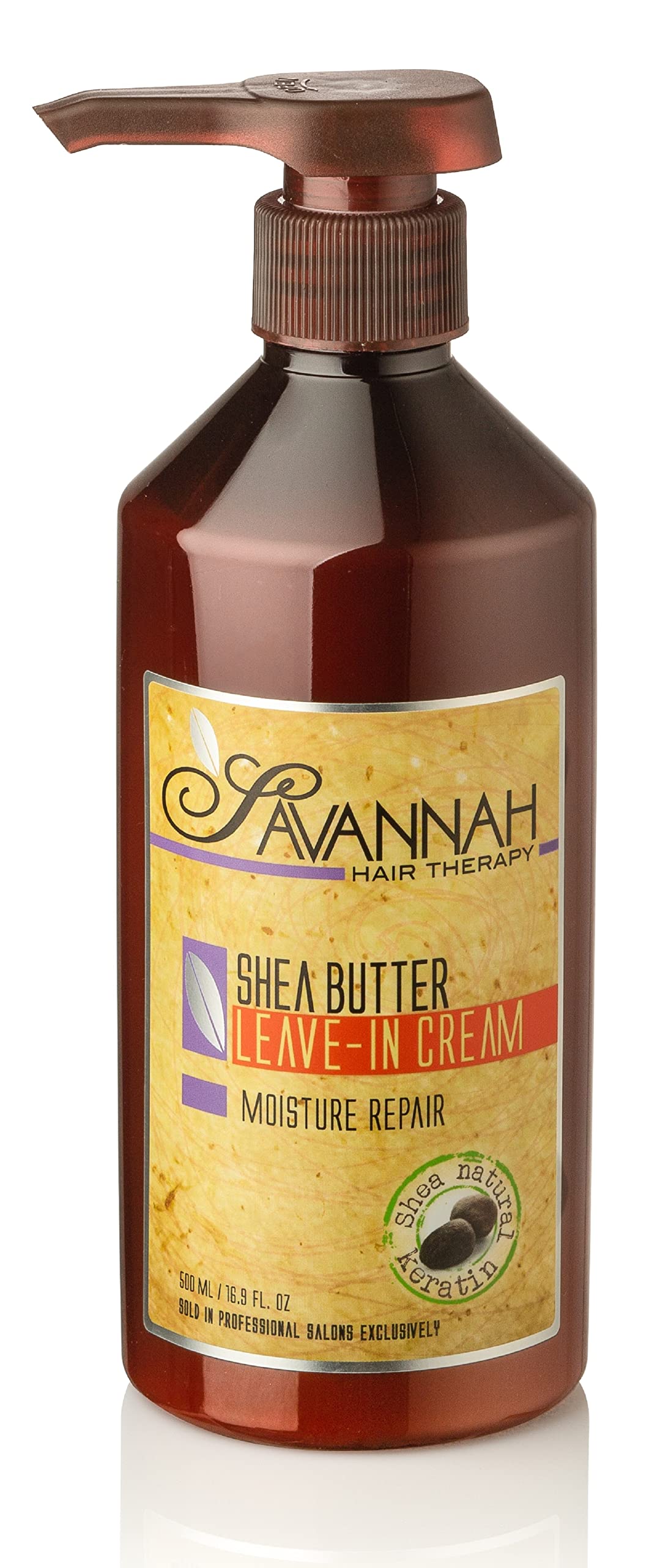Savannah Hair Therapy Leave-In Cream with Shea Butter, Keratin & Silk Protein - Moisturizing & Anti-Frizz Treatment for Dry, Damaged or Color-Treated