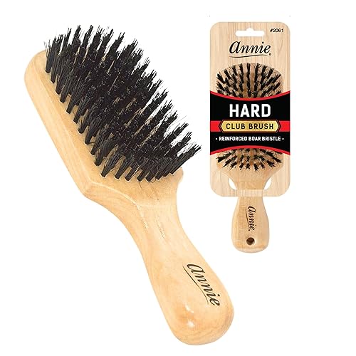 Annie Natural Boar Bristle Hard Club Brush #2061, Reinforced boar bristles, reinforced bristles, wavy hair, straight hair, long hair, short hair, no