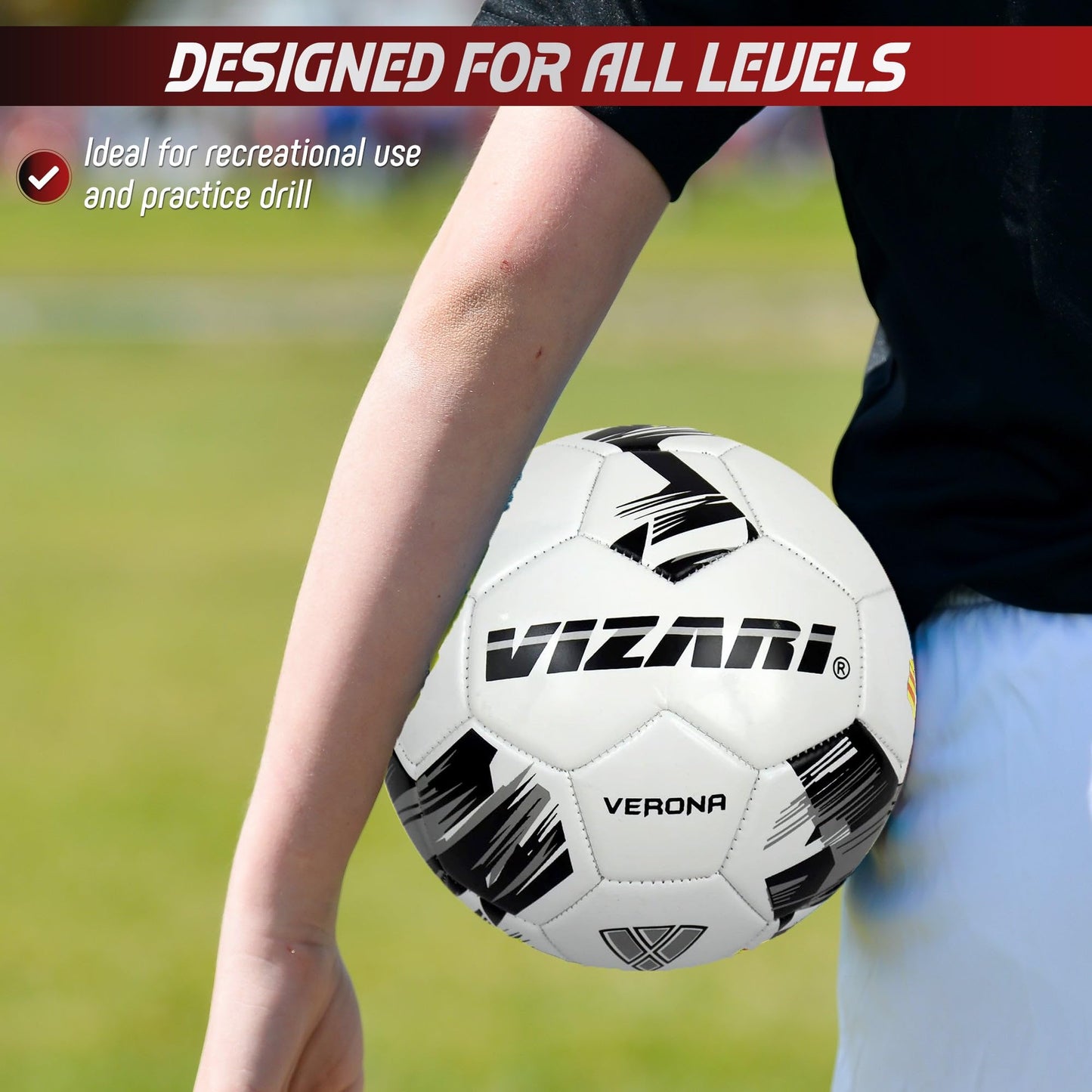 Vizari Verona Soccer Ball for Kids, Youth, Adults - Size 3,4,5 - Practice & Match, Indoor & Outdoor Soccer Ball for Boys, Girls (Pack of 1, 6, & 12)