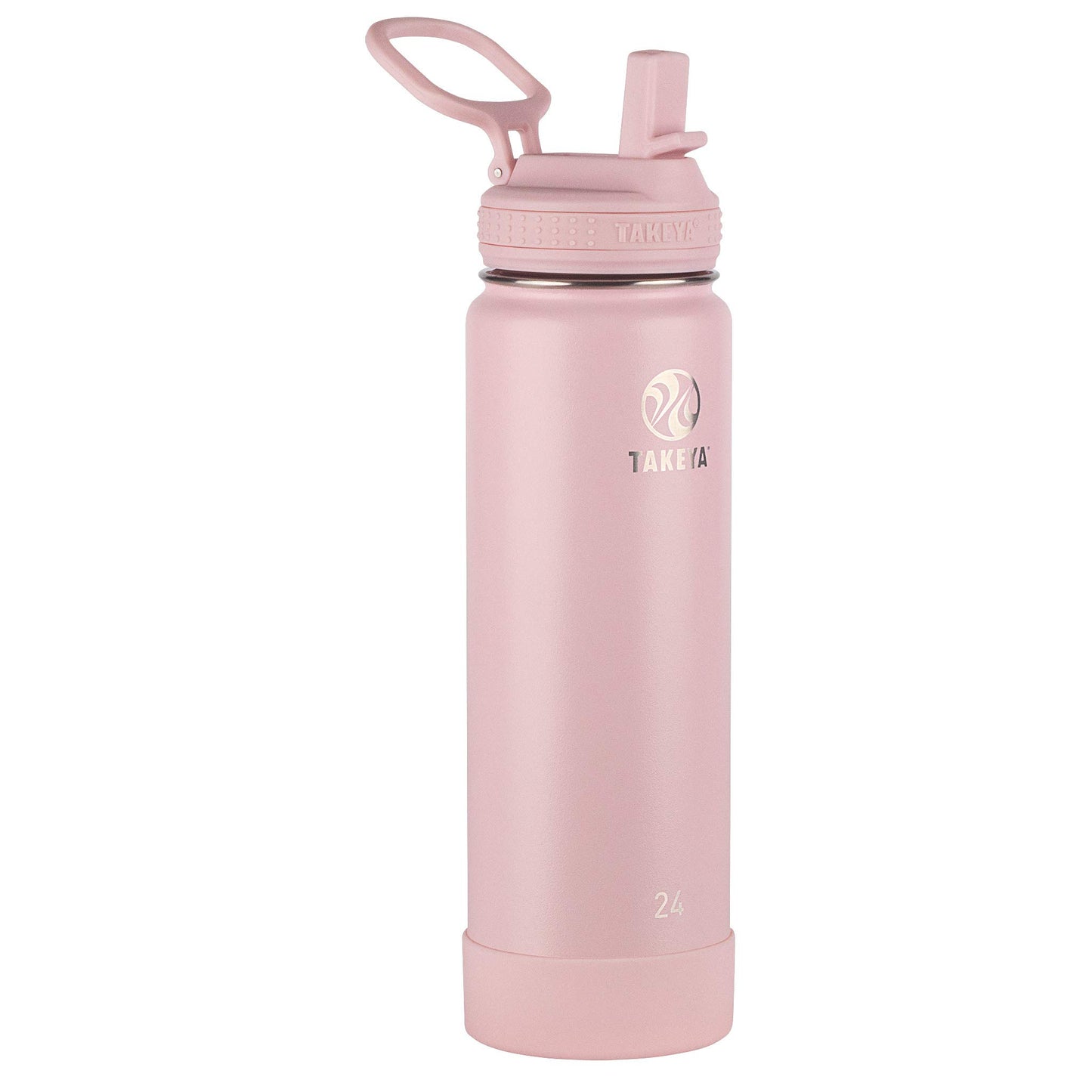 Takeya Actives 24 oz Water Bottle with Straw Lid - Double Wall Stainless Steel Insulation - Dishwasher Safe & BPA-Free - Removable Bumper - Blush