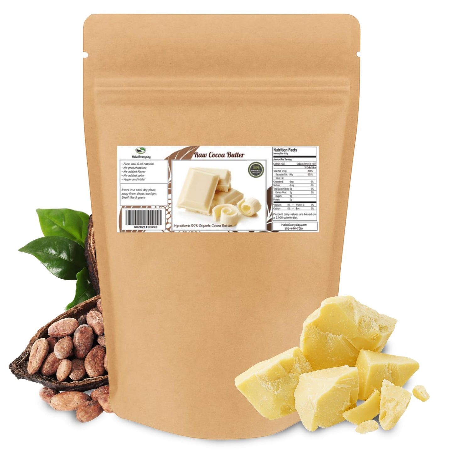 2 Lb Cocoa Butter: Pure, Raw, Unprocessed. Incredible Quality and Scent. Use for Lotion, Cream, Lip Balm, Oil, Stick, or Body Butter. NON-GMO By