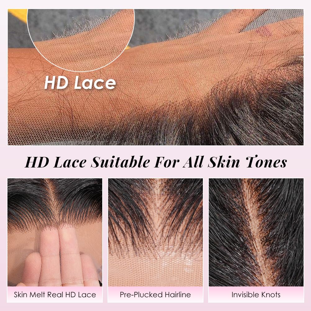 Alibeauty 13x4 HD Transparent Lace Front Human Hair Wigs Pre Plucked Hairline 200% Density 10A Brazilian Water Wave Lace Frontal Wigs with Baby
