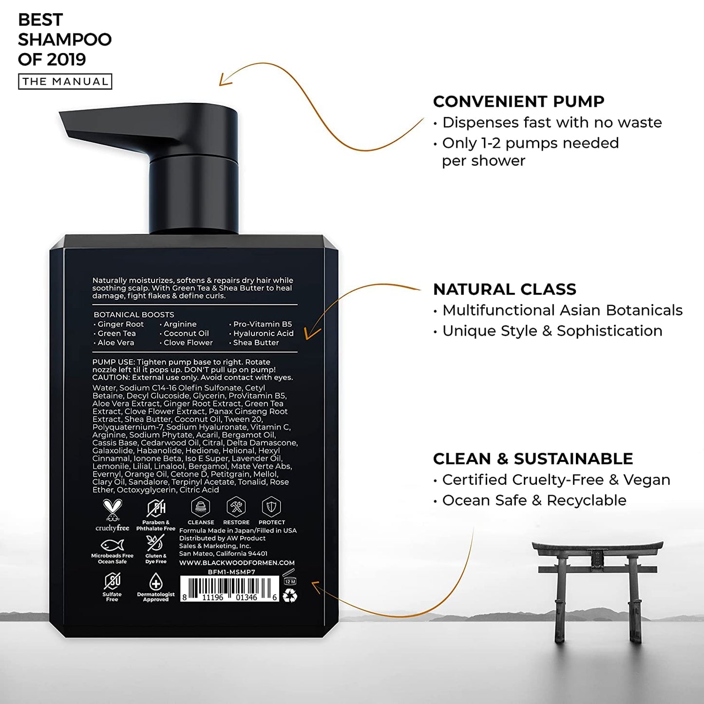 BLACKWOOD FOR MEN Hydro Cleanse Complete Set including Scalp Massager, Hydroblast Shampoo, Hydroblast Conditioner, Pure Moisture Body Wash, & BioFuse
