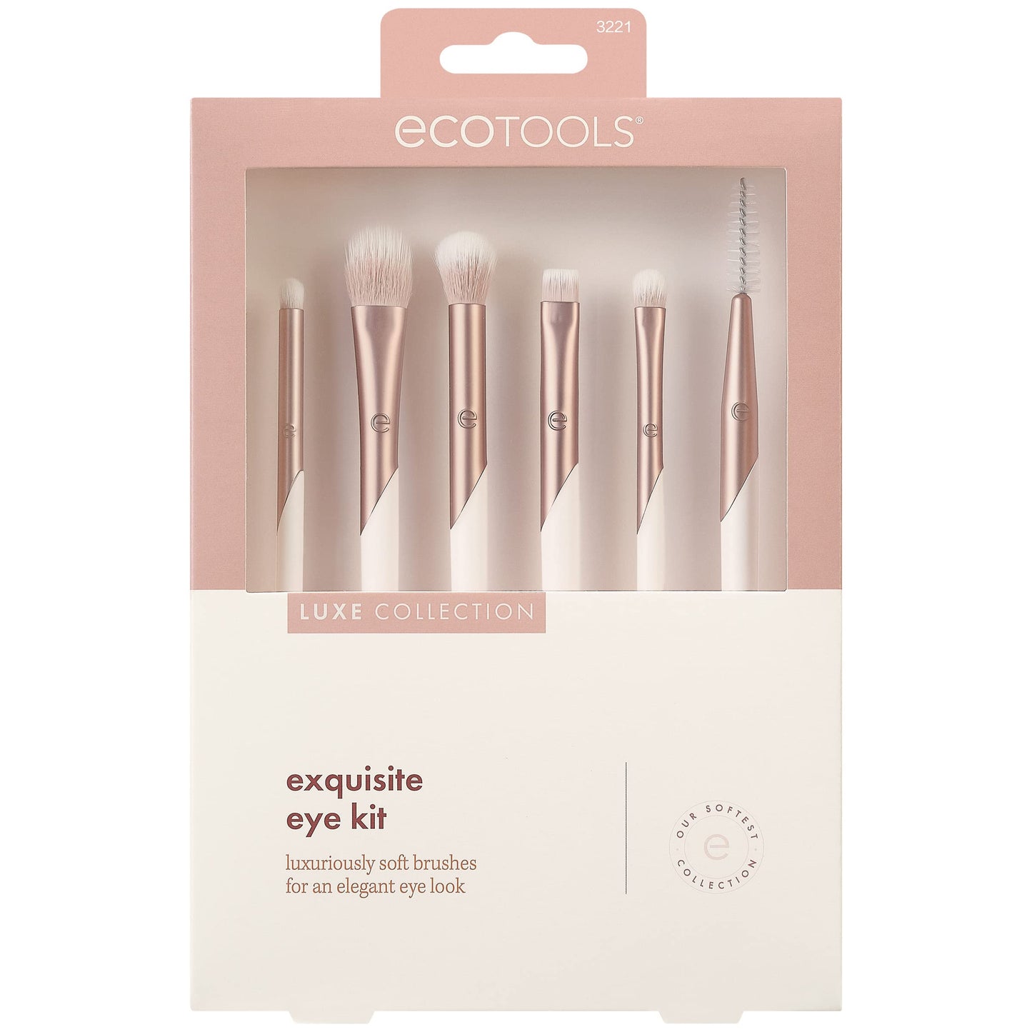 EcoTools Luxe Exquisite Eye Makeup Brush Kit, For Eyeshadow, Eyeliner, & Brow Makeup, Professional Eye Brush Set, Eco-Friendly Makeup Tools, Synthetic