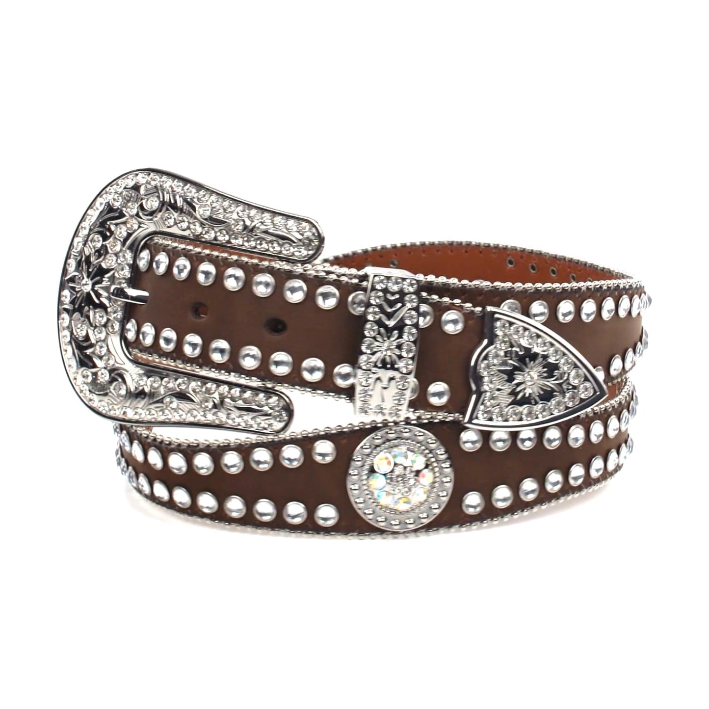 Blazin Roxx Women's Rhinestone Lined Concho Belt Med Brown X-Large